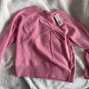 Janie and Jack Pink Girl’s Sweater with Bow Detail